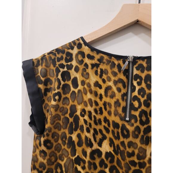 Express Mixed Media Leopard Print Blouse - Picture 4 of 7